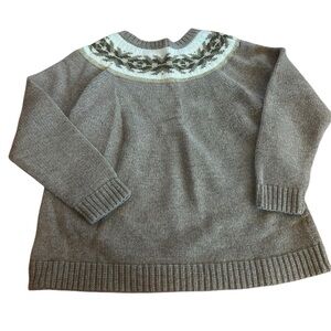 Coldwater Creek Fair Isle Sweater Taupe Neutral Size Large wool blend